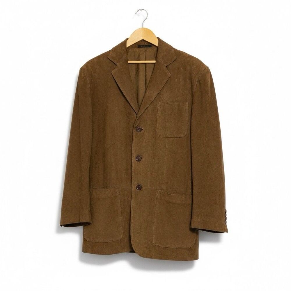 Rick Pallack Italian Brown Suede Jacket Mens Size 54 100% Leather